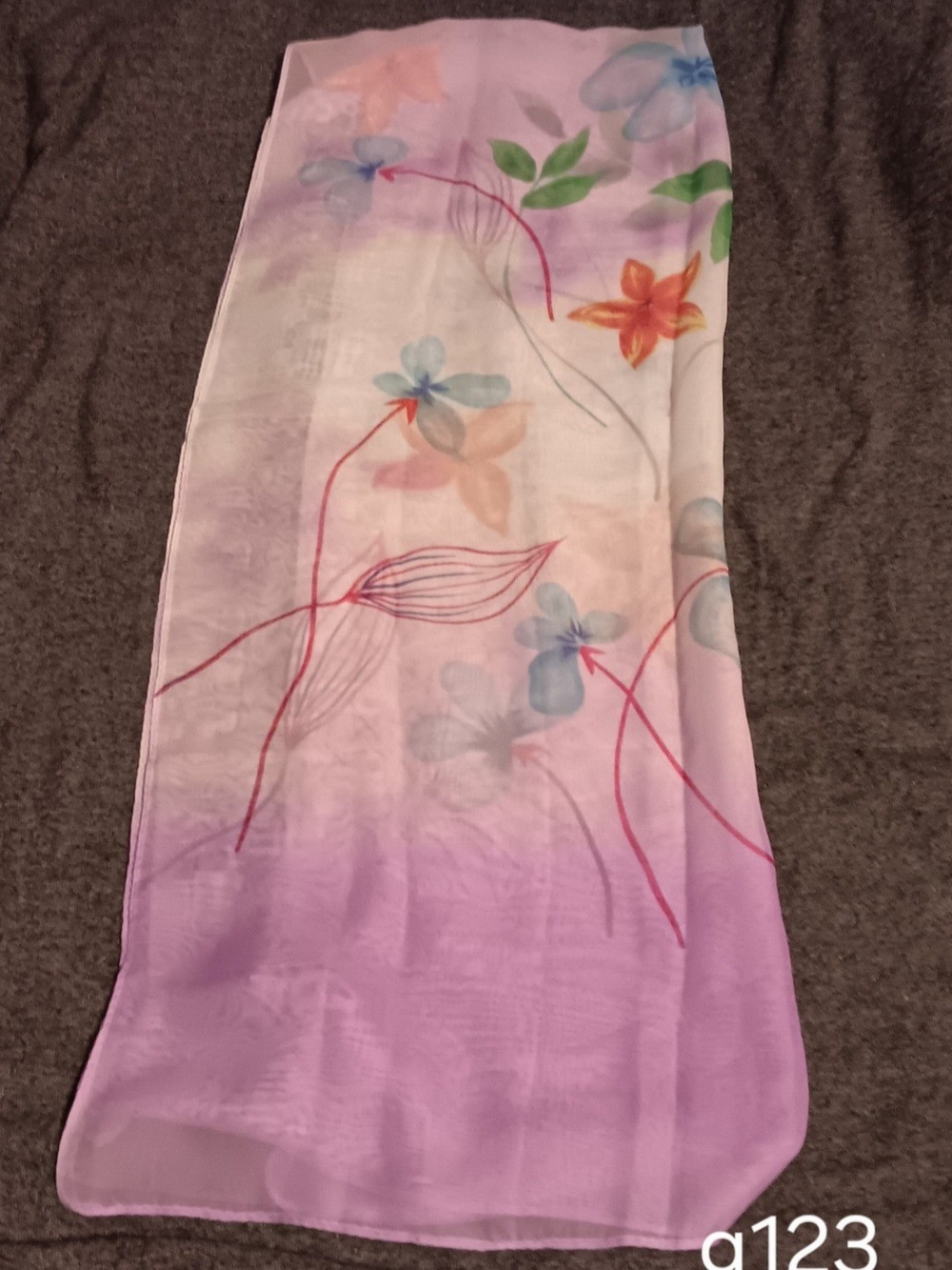 Floral Ombre Lightweight Scarf in Lavender and Pastels